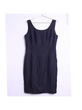 VTG Black Linen Blend Sleeveless Bodycon Mini Dress - M